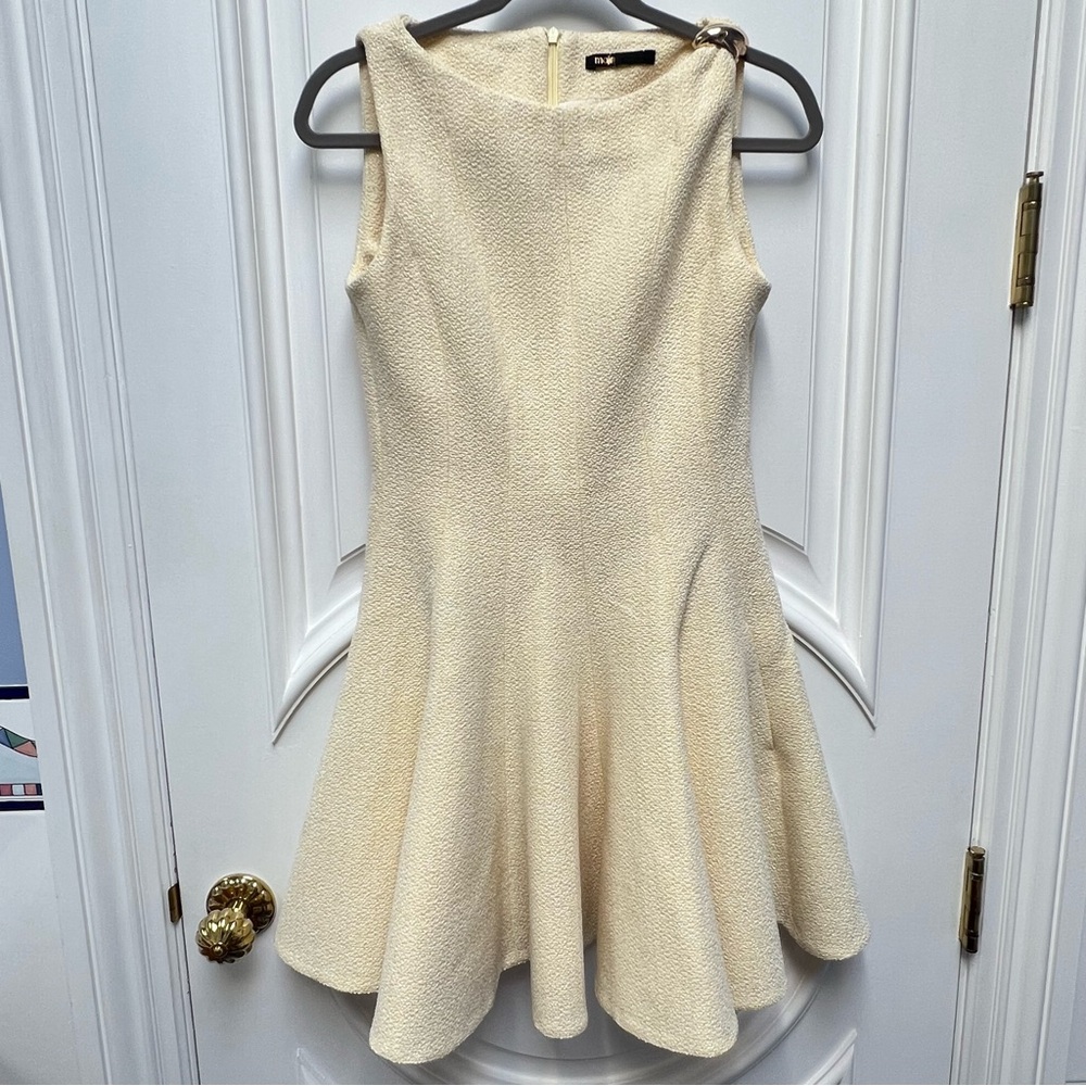 NWOT Maje Risoleil Pale Yellow Tweed Dress—No size tag - Picture 10 of 15